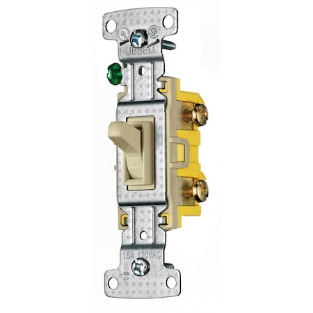 Hubbell Wiring Device-Kellems TradeSelect, Switches and Lighting Controls, Residential Grade, Toggle Switches, Single Pole, 15A 120V AC, Self Grounding, Ivory RS115SI